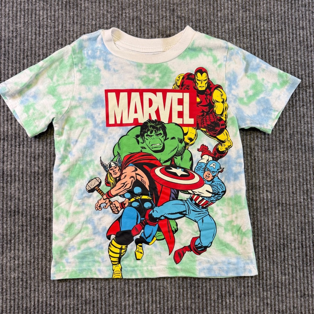 Marvel Avengers Tie Dye T‎ Shirt Kids Size 5 Hulk Thor Iron Man